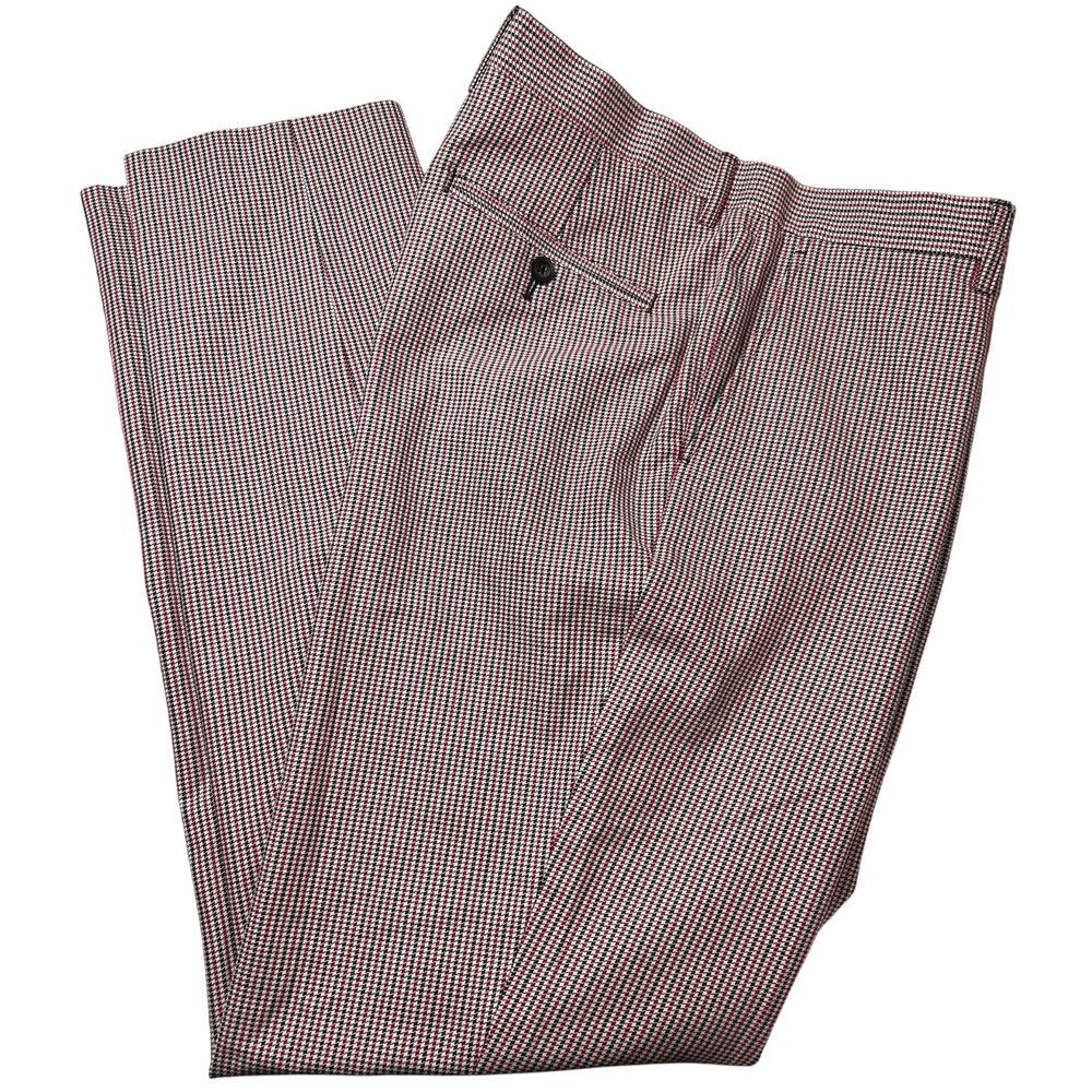 Mr P Porter Stretch Cotton Puppytooth Check Flat Front Golf Trouser Pant Size 34